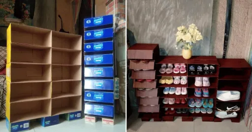 image for article This Pinoy Made a DIY Shoe Rack Out of Milk Cartons