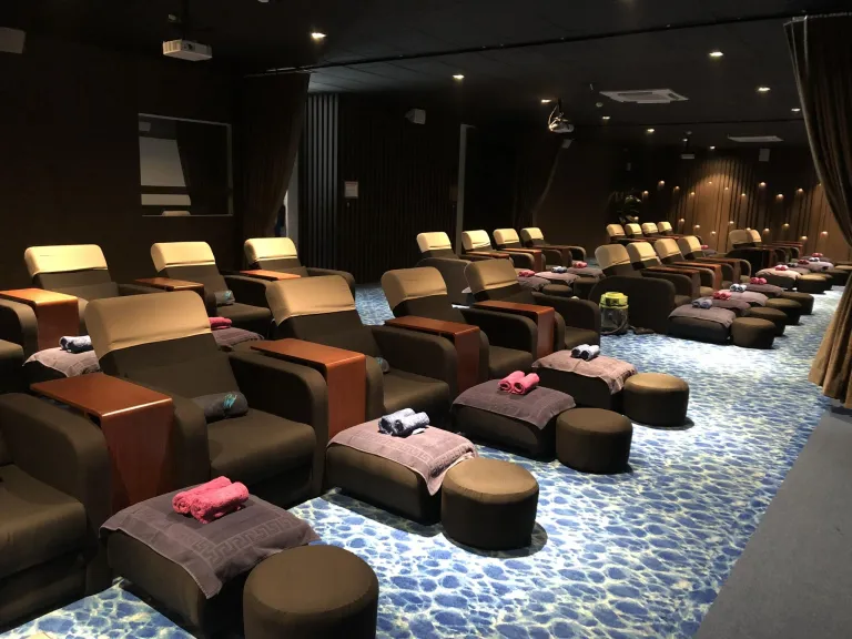 a spa with movie theatre for couples on valentines at the BlueWater Day Spa