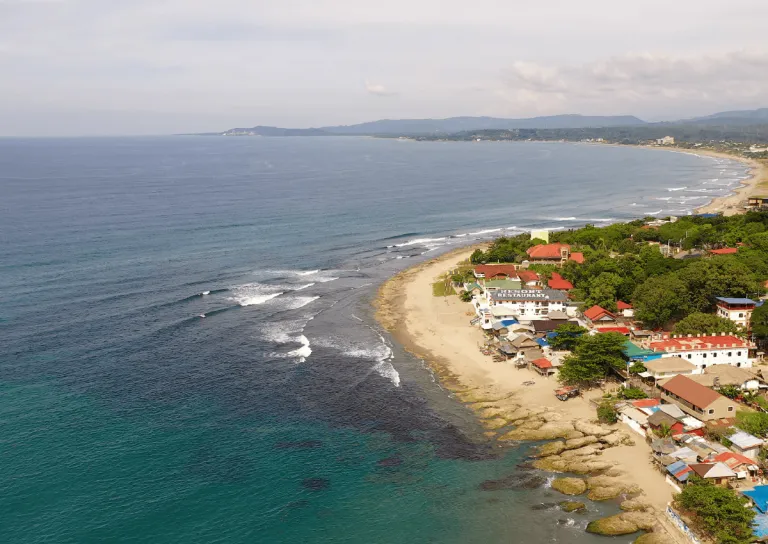 overlooking view of hotels and beaches in san juan, la union