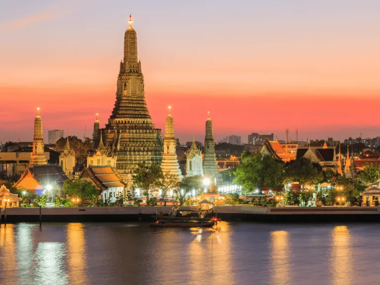 overlooking thailand cityscape with night lights