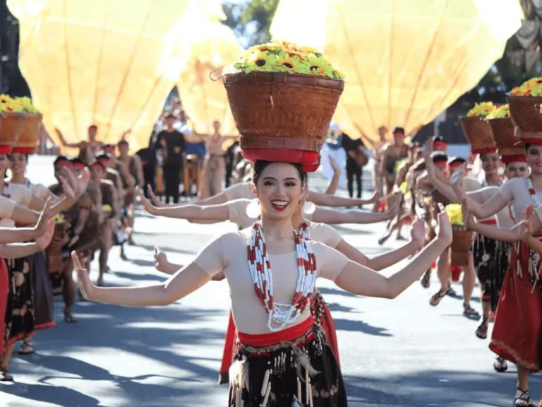 women performing in panagbenga festival