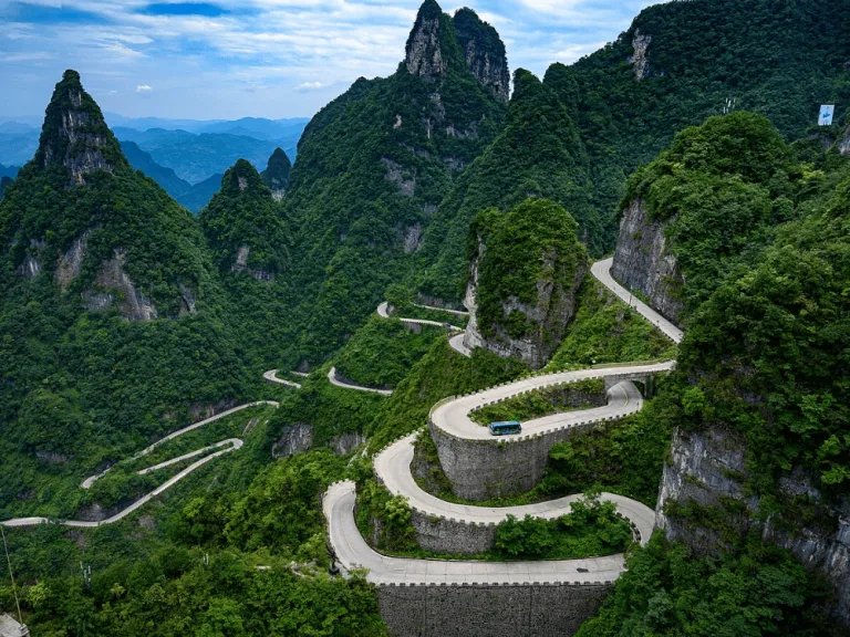 View from the Cableway goning to the Tianmen Mountain